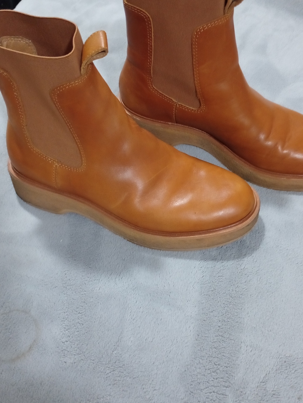 Madewell Tan 100% Leather Chelsea Ankle Boots Size 8.5 - Picture 3 of 5